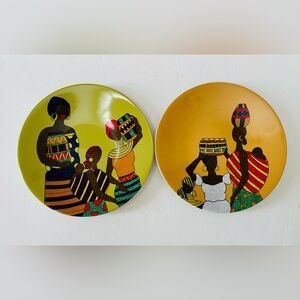 Colorful Decorative Plates with African Art